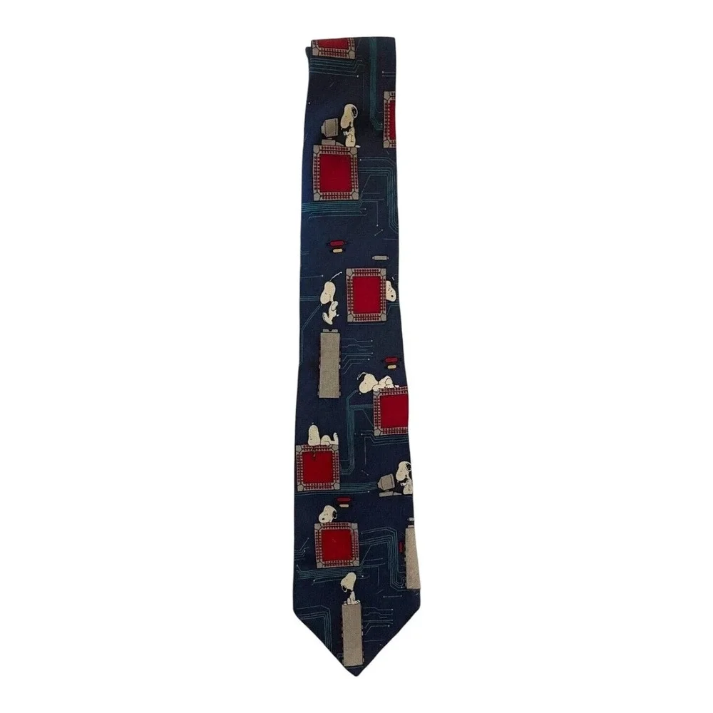 Peanuts United Feature Syndicate Men's Neck Tie Blue Micro Joe Snoopy 100% Silk